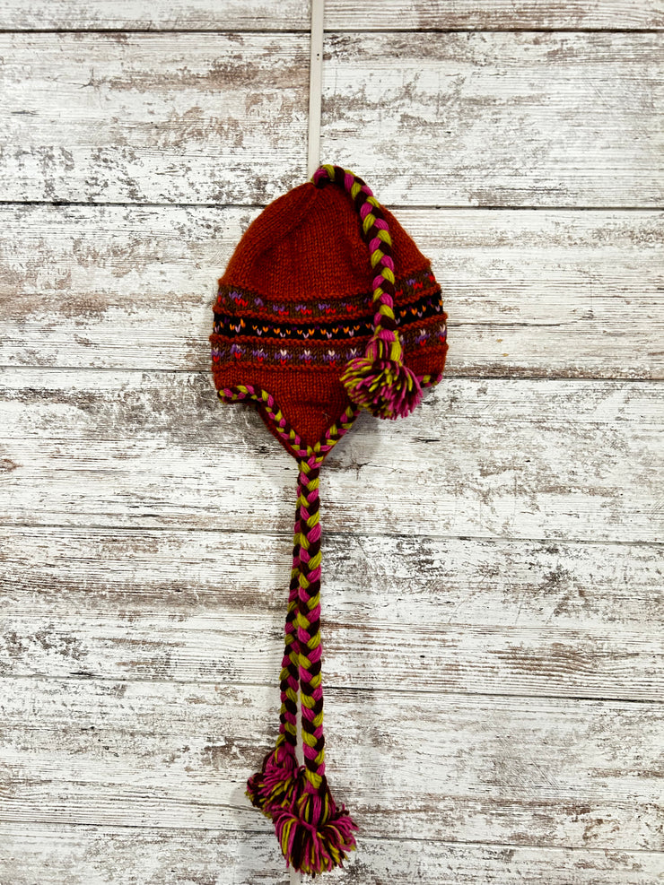 ORANGE/PURPLE 100% WOOL HAT
