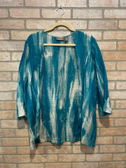 BLUE/WHITE OPEN CARDIGAN $109