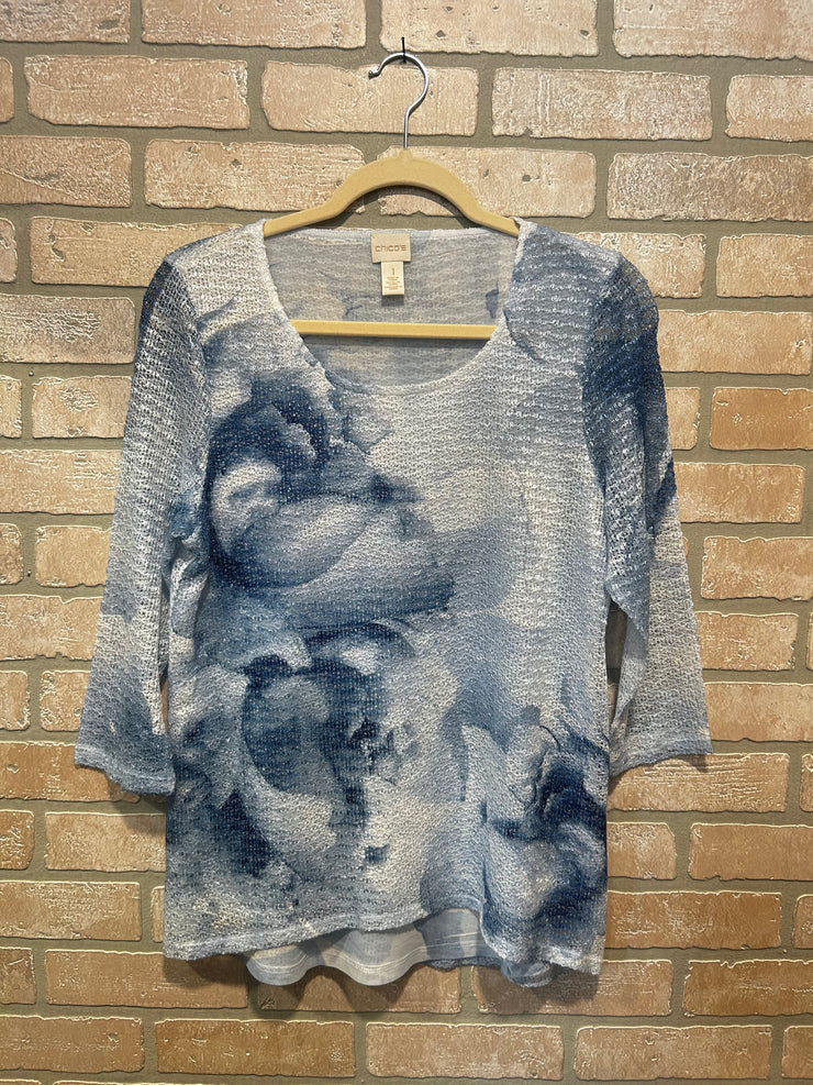 BLUE/WHITE SPARKLY TOP $99