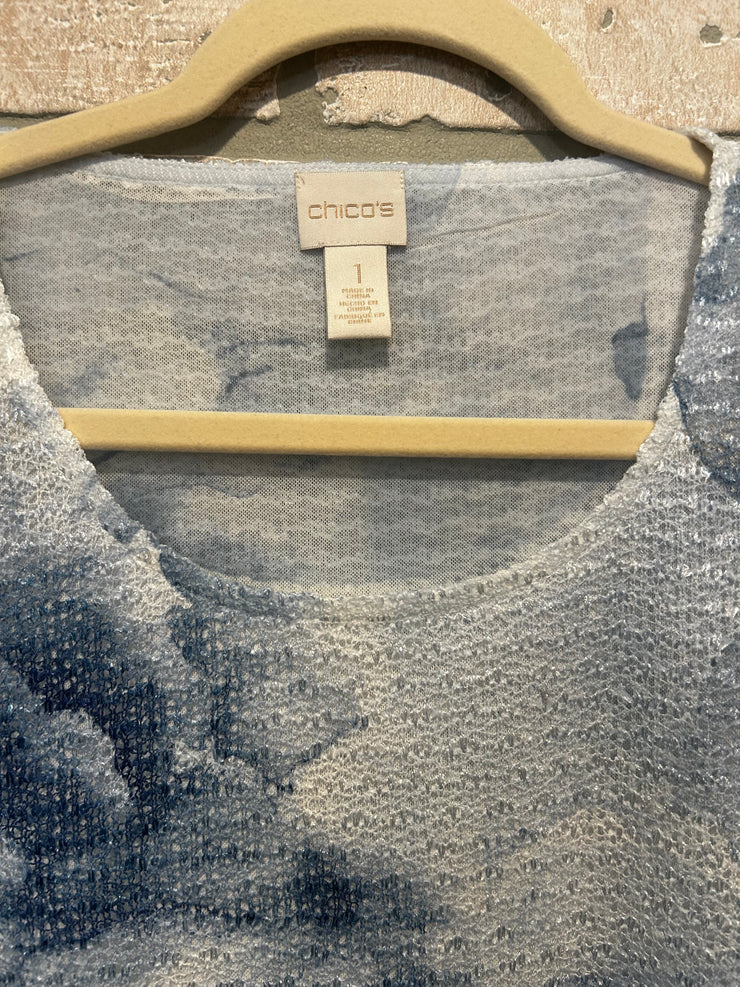 BLUE/WHITE SPARKLY TOP $99