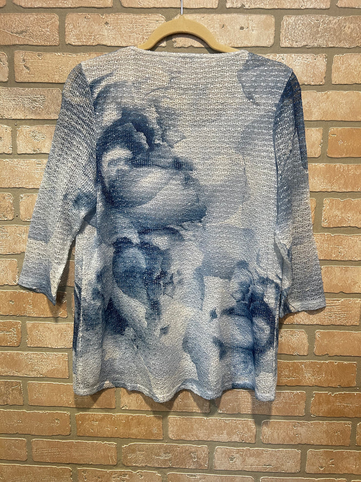 BLUE/WHITE SPARKLY TOP $99