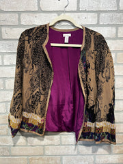 TAN/COLORFUL OPEN JACKET $129