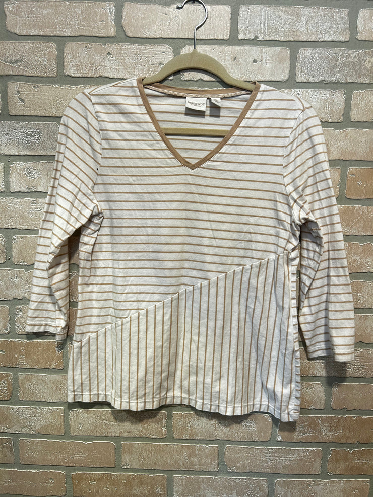 WHITE/TAN STRIPED TOP $89