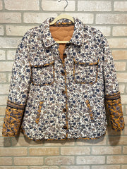 BLUE/TAN/WHITE QUILTED JKT $99