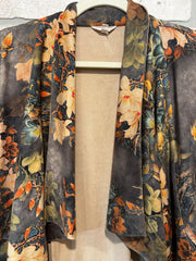 TAN FLORAL OPEN CARDIGAN $99