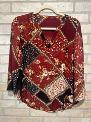 BURGUNDY FLORAL TOP $40