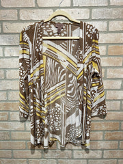 WHITE/TAN OPEN CARDIGAN $99