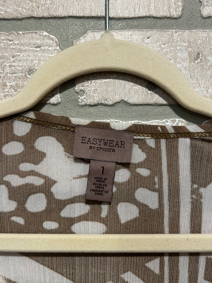 WHITE/TAN OPEN CARDIGAN $99