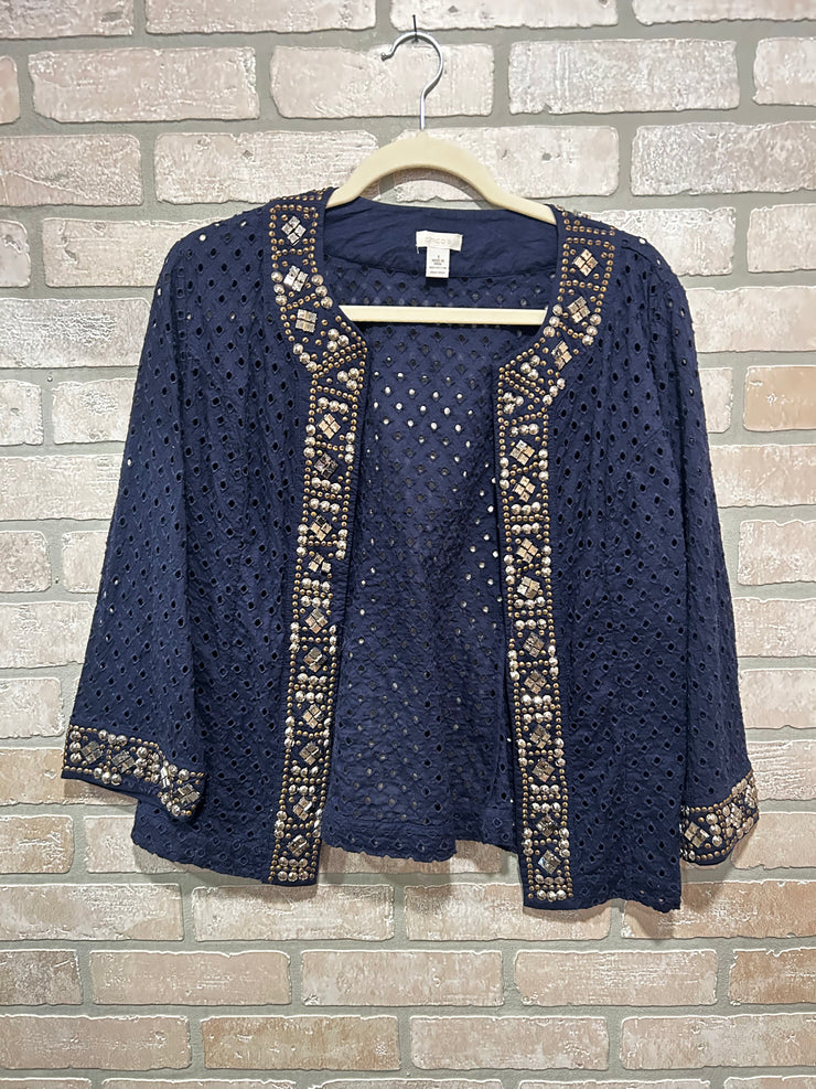 NAVY/GOLD OPEN JACKET $129