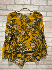 YELLOW FLORAL SHEER TOP $99