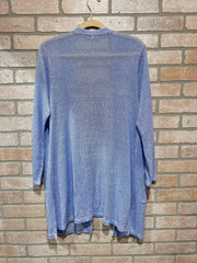 BLUE LINEN OPEN CARDIGAN $99