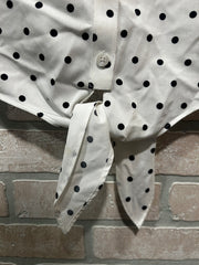 WHITE/NAVY CROP BLOUSE $89