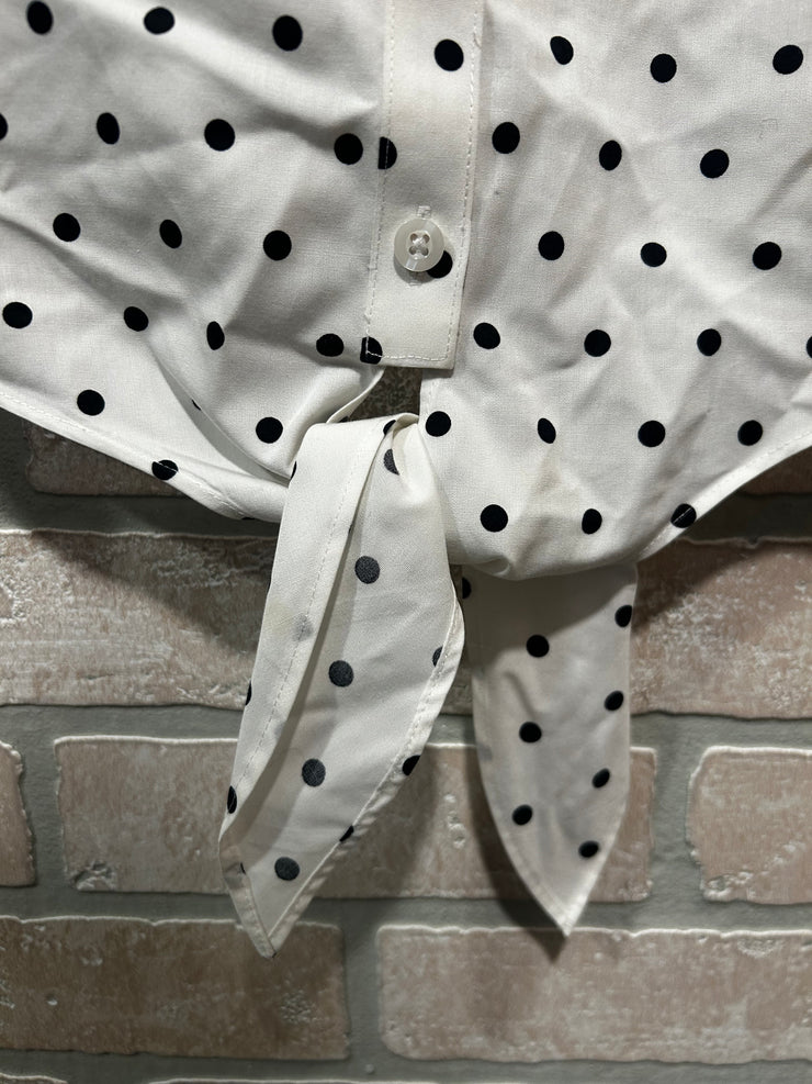 WHITE/NAVY CROP BLOUSE $89