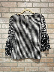 BLACK/WHITE CHECKED TOP $98