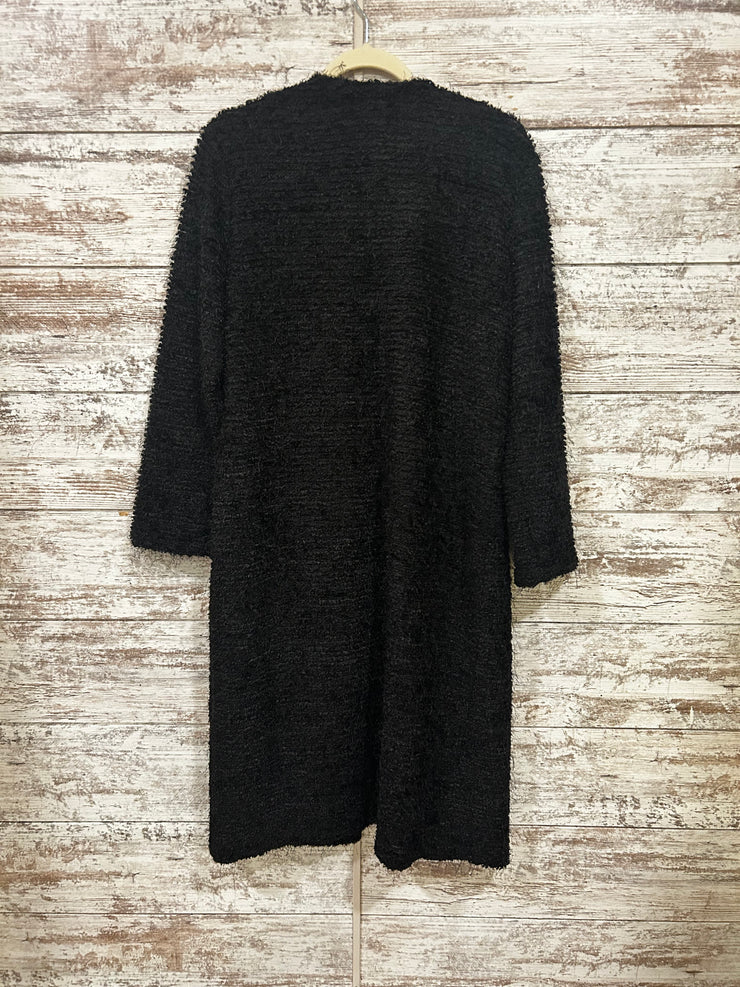 BLACK LONG FUZZY CARDIGAN $159