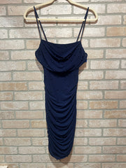 NAVY W/PEARLS SHORT DRESS