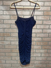 NAVY W/PEARLS SHORT DRESS