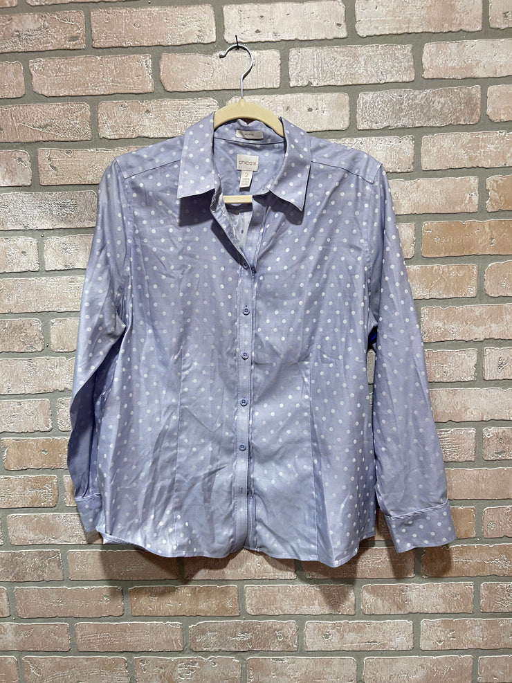 LAVENDER POLKA DOT SHIRT $79