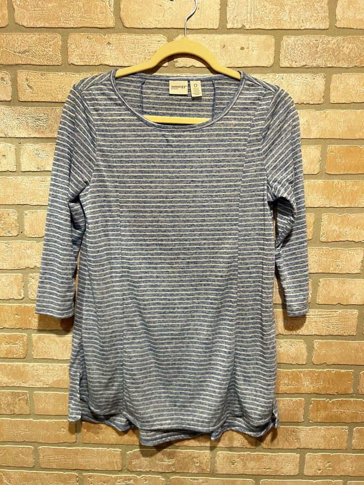 BLUE/WHITE LONG SLEEVE TOP $99