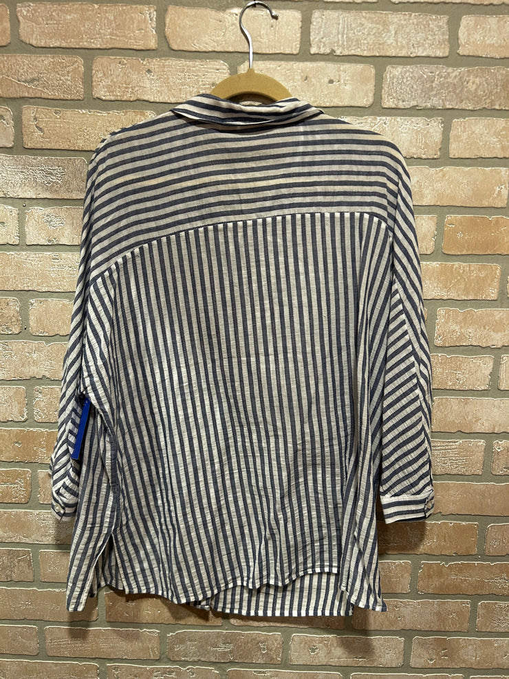 BLUE/WHITE STRIPED SHIRT $99