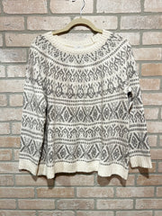 WHITE/GRAY SWEATER $109