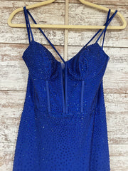 ROYAL BLUE BEADED LONG EVENING