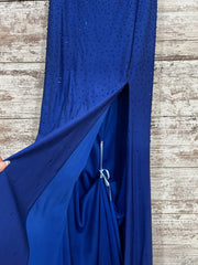 ROYAL BLUE BEADED LONG EVENING