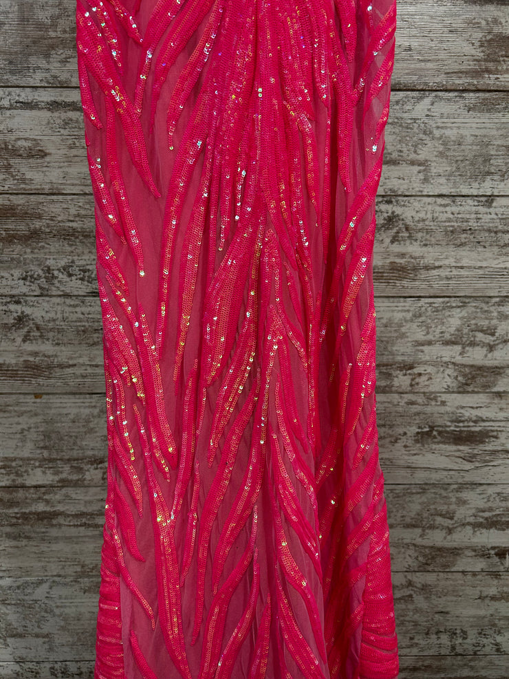 PINK SPARKLY LONG EVENING GOWN