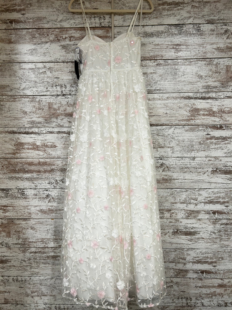 WHITE/FLORAL A LINE GOWN (NEW)