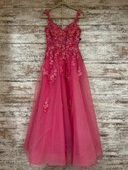PINK/FLORAL A LINE GOWN