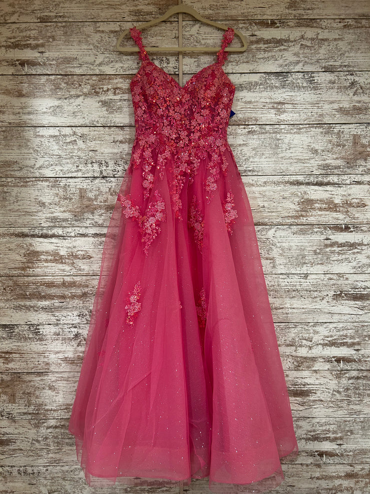 PINK/FLORAL A LINE GOWN