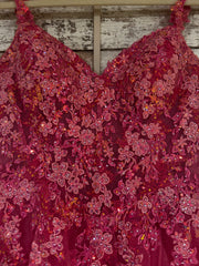 PINK/FLORAL A LINE GOWN