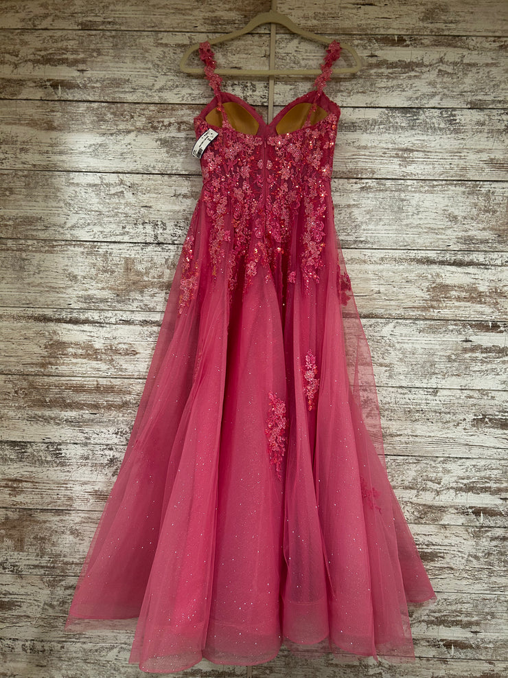 PINK/FLORAL A LINE GOWN