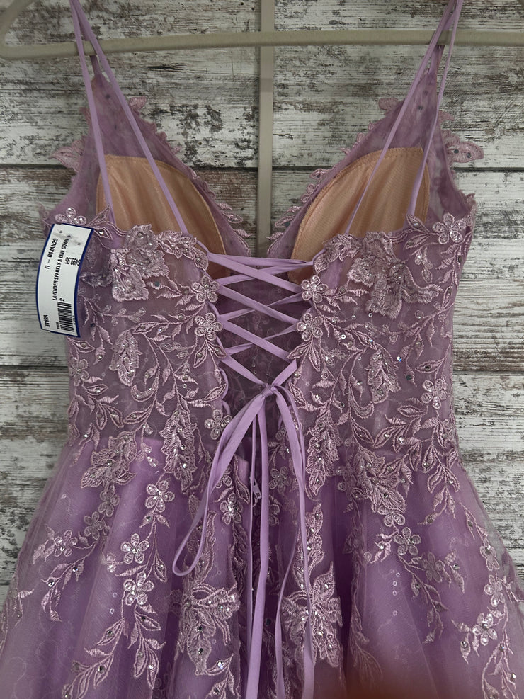 LAVENDER SPARKLY A LINE GOWN