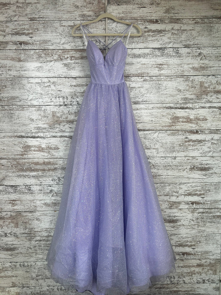 LAVENDER SPARKLY A LINE GOWN