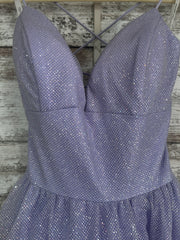 LAVENDER SPARKLY A LINE GOWN