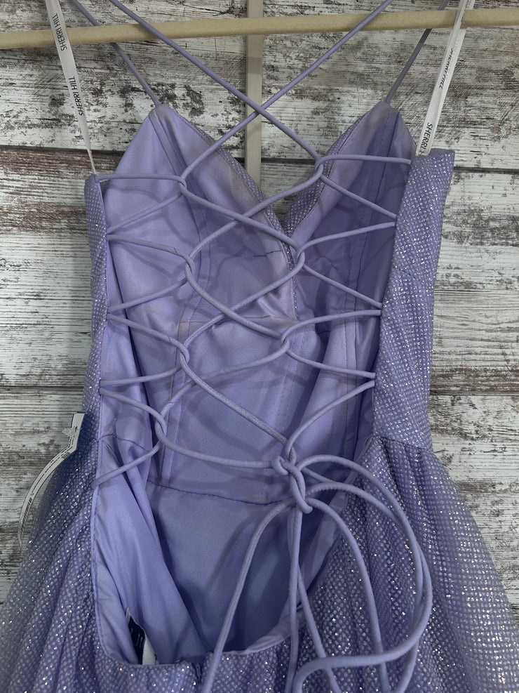 LAVENDER SPARKLY A LINE GOWN