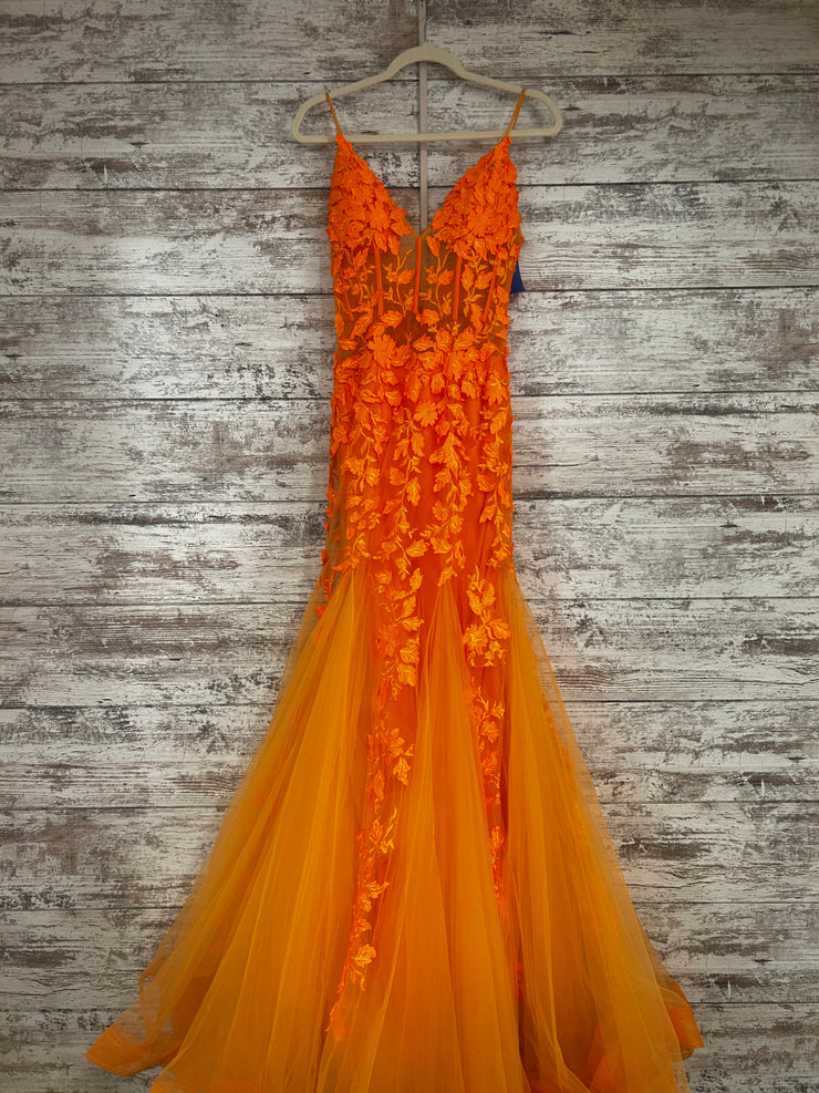 ORANGE FLORAL MERMAID GOWN