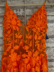ORANGE FLORAL MERMAID GOWN