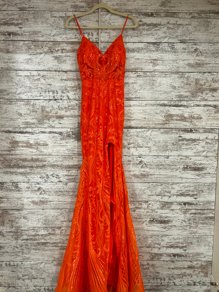 ORANGE SPARKLY LONG DRESS