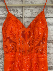 ORANGE SPARKLY LONG DRESS