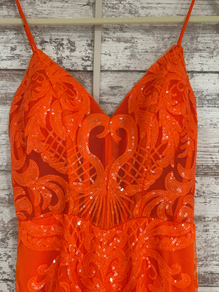 ORANGE SPARKLY LONG DRESS