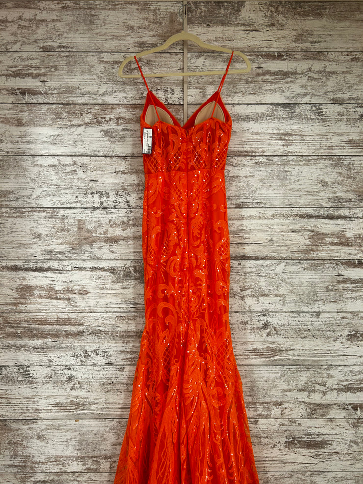 ORANGE SPARKLY LONG DRESS