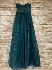GREEN SPARKLY A LINE GOWN-NEW