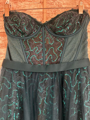 GREEN SPARKLY A LINE GOWN-NEW
