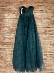 GREEN SPARKLY A LINE GOWN-NEW