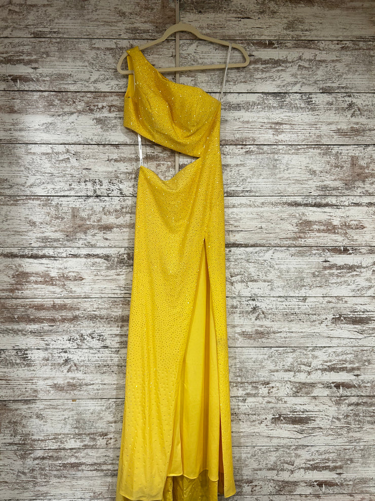 YELLOW HOT STONE LONG DRESS