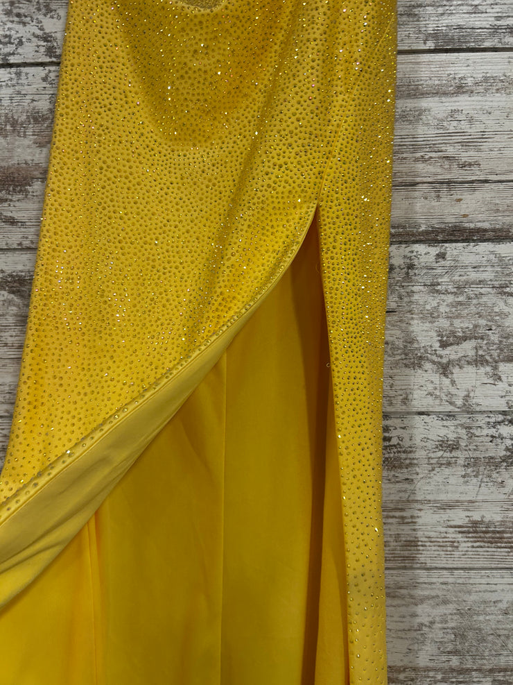 YELLOW HOT STONE LONG DRESS