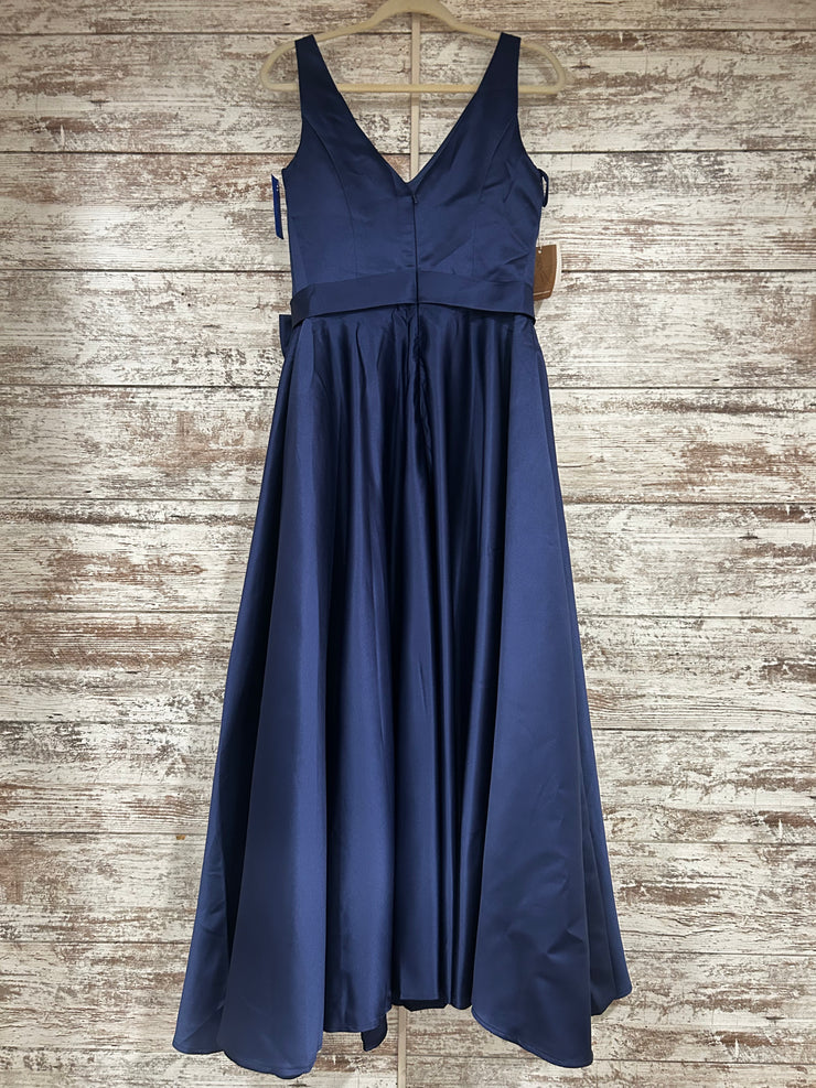 NAVY W/BOW A LINE GOWN (NEW)