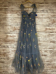 BLUE/FLORAL A LINE GOWN